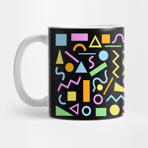 80s Style Shapes Pattern Color on Black by NataliePaskell